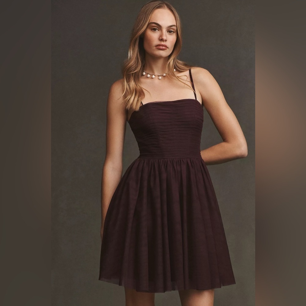 NWT BHLDN Square-Neck A-Line Tulle Mini Dress